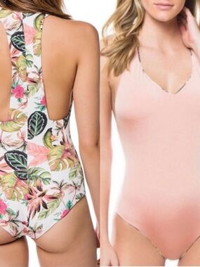 Boys + Arrows Bad News Beck Vegas Floral & Blush Reversible One-Piece Swimsuit M